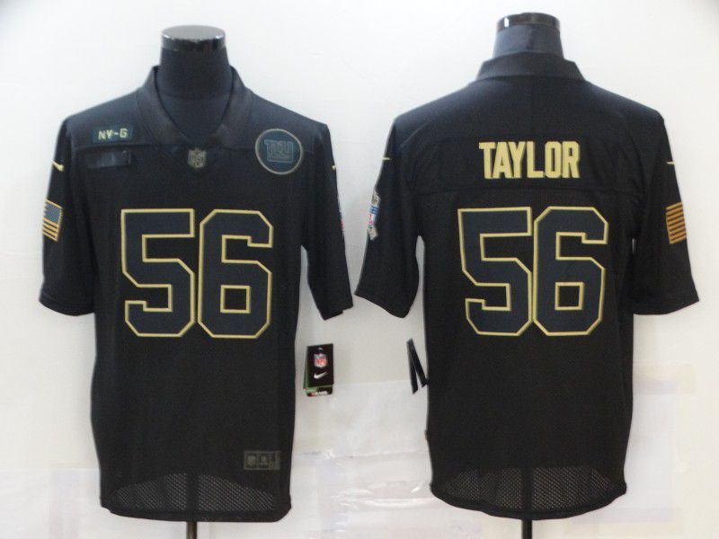 Men New York Giants #56 Taylor Black gold lettering 2020 Nike NFL Jersey->baltimore ravens->NFL Jersey